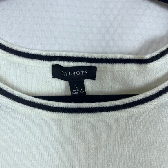 TALBOTS Sweater‎ Women's L Light Striped Ribbon Puff Sleeves (B507) - Picture 6 of 8